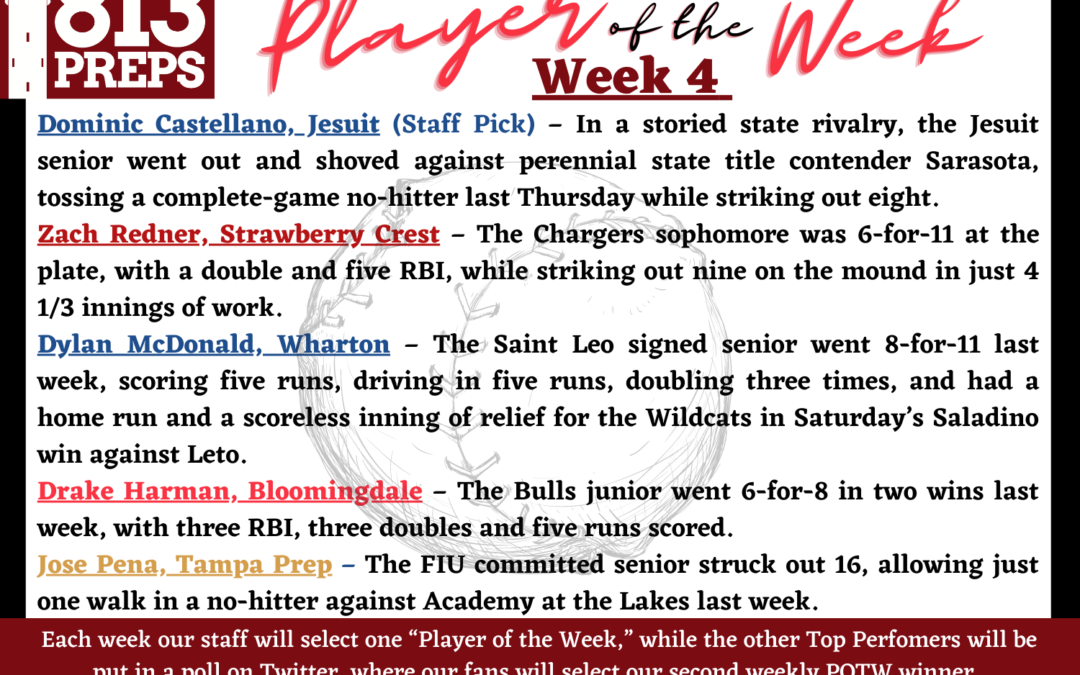 Week Four 813Preps Player of the Week