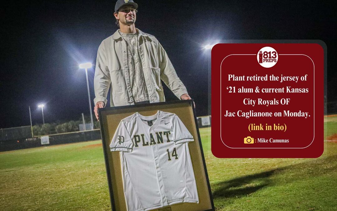 Caglianone’s No. 14 enshrined in Plant’s baseball history