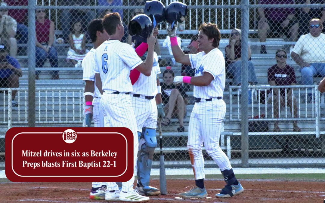 Mitzel drives in six as Berkeley Preps blasts First Baptist 22-1
